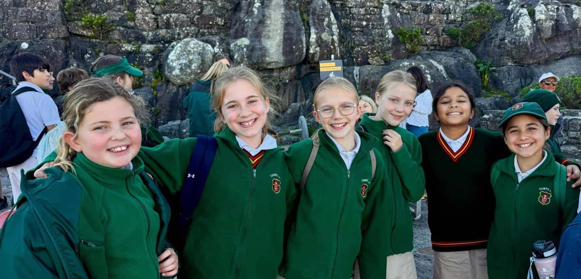 Camps Bay Primary learners in school uniform on an outing to Table Mountain